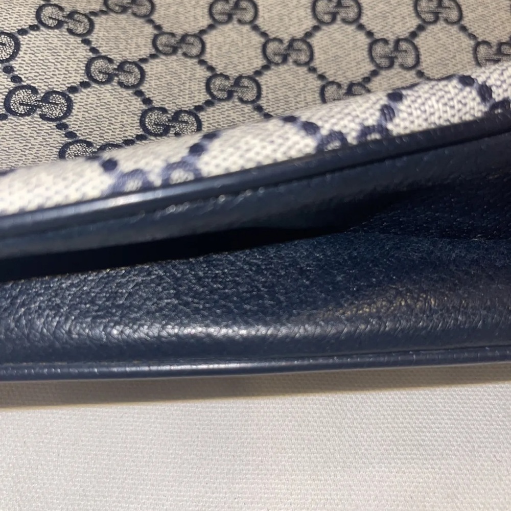Vintage Gucci GG Monogram Navy-blue Clutch Purse W/ Dust Bag - Picture 4 of 9